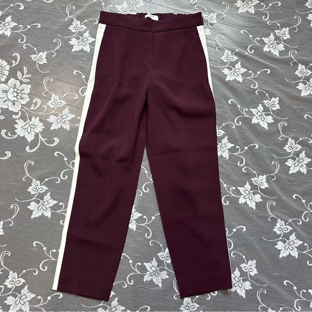 Aritzia Babaton Conan Terado Pant in Plum  with white stripe Sz 00